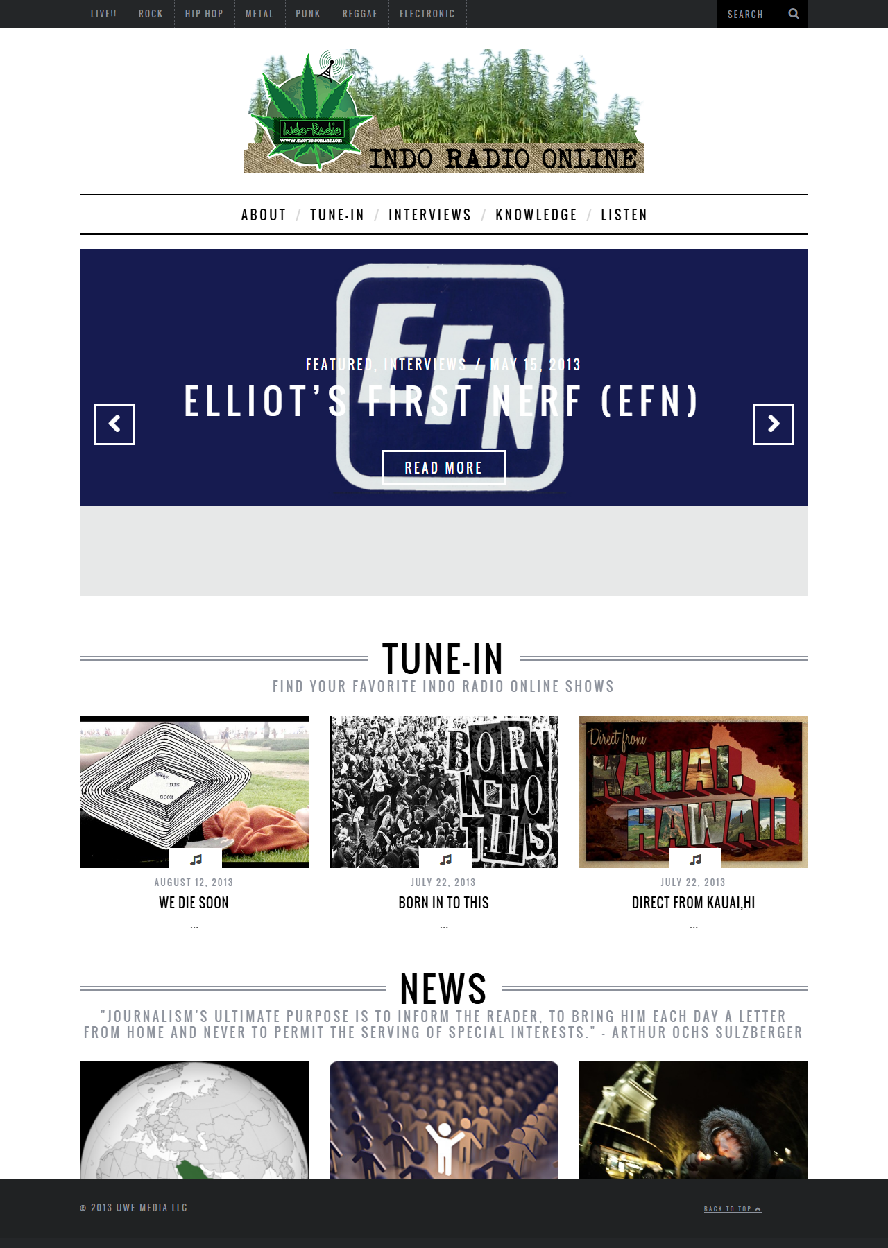 IndoRadioOnline.com in March 2014 — Elliot's First Surf featured